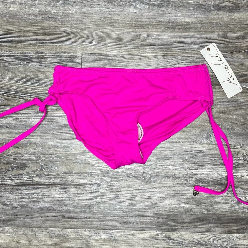 Anne Cole Women's Pink Live in Color Alex Side Tie Bikini Swim Bottoms sz XS - Picture 2 of 4